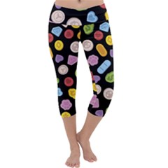 Ecstasy Pills Pattern Capri Yoga Leggings by Valentinaart