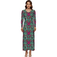 Retro 1880s Flowers Pattern 3 Long Sleeve Longline Maxi Dress by violetheavensky