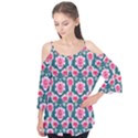 Retro 1880s Flowers Pattern 22 Flutter Sleeve T-Shirt View1