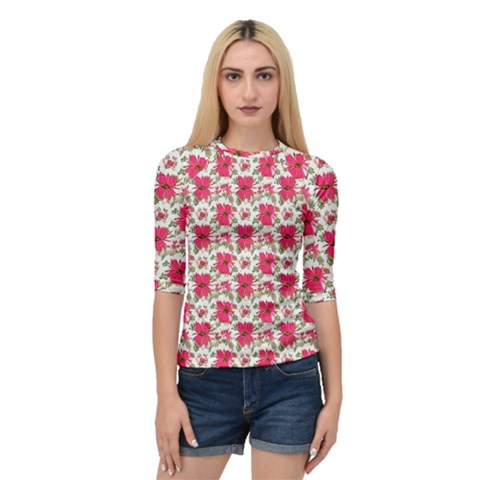Retro 1880s Flowers Pattern 14 Quarter Sleeve Raglan T-shirt by violetheavensky