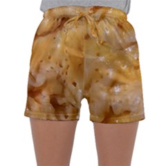 Homemade Flan Extreme Close-up Texture Sleepwear Shorts by dflcprintsclothing