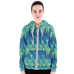 Christmas Trees Pattern Digital Paper Seamless Women s Zipper Hoodie by Paksenen
