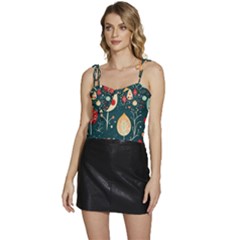 Christmas Tree Pattern Flowy Camisole Tie Up Top by Paksenen