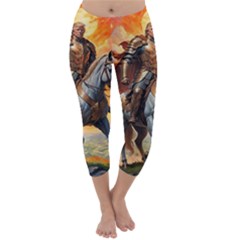 Heroic Trump Warrior In Golden Armor Capri Winter Leggings  by AwesomeSauce