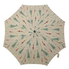Trees Christmas Holiday Pattern Hook Handle Umbrellas (small) by Paksenen