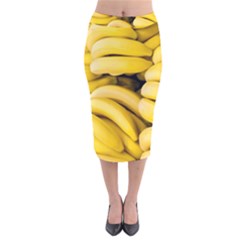 Bananas, Macro, Fruits, Ripe Bananas Velvet Midi Pencil Skirt by kyorashop23