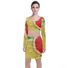 Fruit, Lemon Long Sleeve Crop Top & Bodycon Skirt Set by kyorashop23