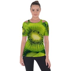 Kiwi Fruits, Close-up, Exotic Fruit Shoulder Cut Out Short Sleeve Top by kyorashop23