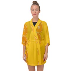 Orange, Slices, Fruit, Citrus Half Sleeve Chiffon Kimono by kyorashop23