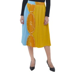 Orange, Slices, Fruit, Citrus Classic Velour Midi Skirt  by kyorashop23