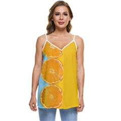 Orange, Slices, Fruit, Citrus Casual Spaghetti Strap Chiffon Top by kyorashop23