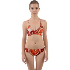 Orange, Fruit, Citrus Wrap Around Bikini Set by kyorashop23