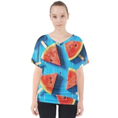 Watermelons, Fruits V-neck Dolman Drape Top by kyorashop23
