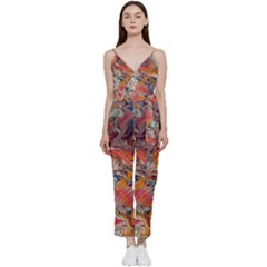 Abstract Flames V-neck Camisole Jumpsuit by kaleidomarblingart
