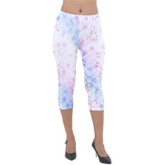 Digital Art Artwork Abstract Pink Purple Lightweight Velour Capri Leggings  by Dutashop