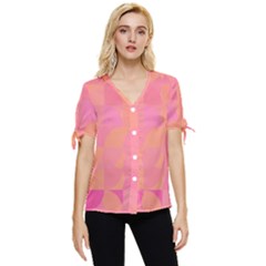 Geometric Pink Ocean  Bow Sleeve Button Up Top by ConteMonfrey