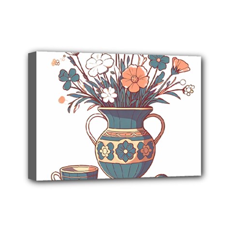 Flower Vase Nature Bloom Blossom Mini Canvas 7  X 5  (stretched) by Salmanaz77