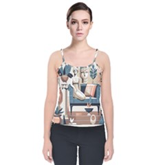 Sculpture Statue Angel Artwork Velvet Spaghetti Strap Top by Salmanaz77