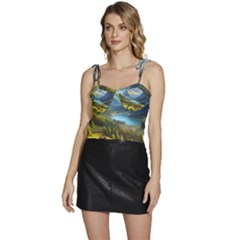 Forest Landscape Nature Trees Flowy Camisole Tie Up Top by Salmanaz77