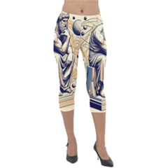 Thinker Sculpture Design Geometric Lightweight Velour Capri Leggings  by Salmanaz77