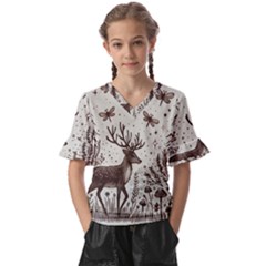 Artwork Graffiti Painting Creative Kids  V-neck Horn Sleeve Blouse by Salmanaz77
