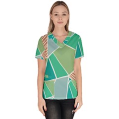 Geometric Colors  Pool Women s V-neck Scrub Top by ConteMonfrey