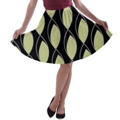 Brown Minimalist Leaves A-line Skater Skirt by ConteMonfrey