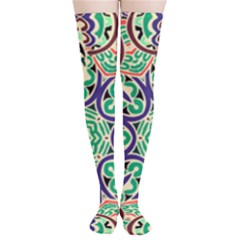 Cold Colors Mandala   Thigh High Stockings