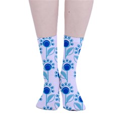 Blue Daisy Minimalist Leaves   Smooth Crew Length Tube Socks by ConteMonfrey
