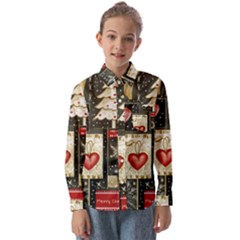 Christmas Reindeer Kids  Long Sleeve Shirt by Posterlux