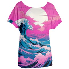 Waves Mountains Sky Women s Oversized T-shirt by Grandong
