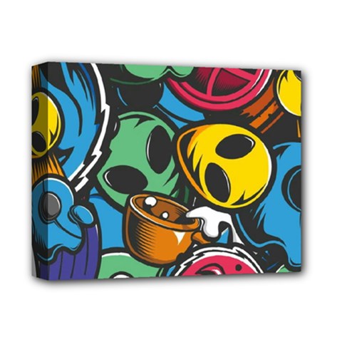 Funky Alien Pattern Abstract Colourful Drawing Deluxe Canvas 14  X 11  (stretched) by Posterlux