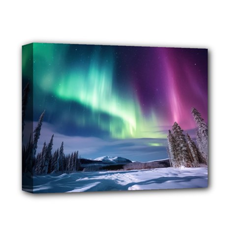 Northern Lights Aurora Night Nature Deluxe Canvas 14  X 11  (stretched) by Posterlux