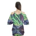 Lake Mountains Aorora Northern Lights Snow Flutter Sleeve T-Shirt View2