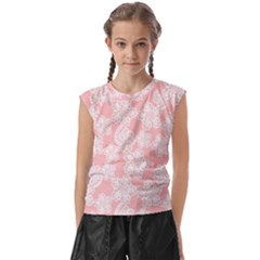 Lace White Ornamental Textile Kids  Raglan Cap Sleeve T-shirt by Paksenen
