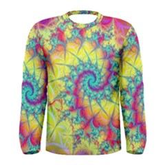 Fractal Spiral Abstract Background Vortex Yellow Men s Long Sleeve T-shirt by Ket1n9