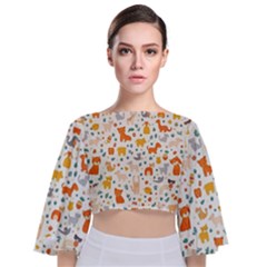 Pet Animal 04 Tie Back Butterfly Sleeve Chiffon Top by myclothy