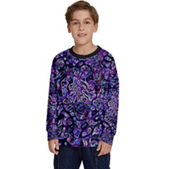 Neon Symphony Design Kids  Crewneck Sweatshirt by dflcprintsclothing