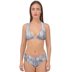 Wall With Cracked White Paint Texture Double Strap Halter Bikini Set by dflcprintsclothing