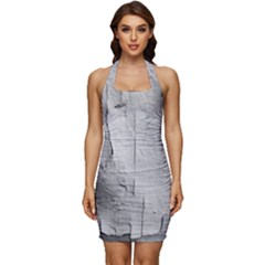 Wall With Cracked White Paint Texture Sleeveless Wide Square Neckline Ruched Bodycon Dress by dflcprintsclothing