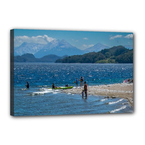 Poeple At Beach, Nahuel Huapi Natinal Park, Bariloche, Argentina0013 Copia Canvas 18  X 12  (stretched) by dflcprintsclothing