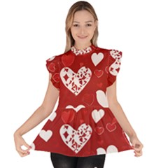 Valentine Ruffle Collar Short Sleeve Chiffon Top by pollyparadiseartshop