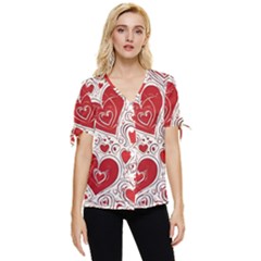 Be My Valentine Bow Sleeve Button Up Top by pollyparadiseartshop