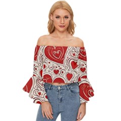 Be My Valentine Off Shoulder Flutter Bell Sleeve Top by pollyparadiseartshop