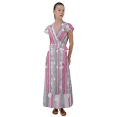 Candy Flutter Sleeve Maxi Dress by pollyparadiseartshop