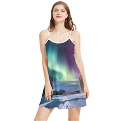 Northern Lights Aurora Night Nature Summer Frill Dress by Posterlux