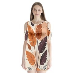 Leaves Boho Monster Nature Shoulder Cutout Velvet One Piece by Salmanaz77