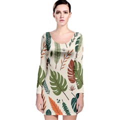 Leaves Autumn Long Sleeve Velvet Bodycon Dress by Salmanaz77