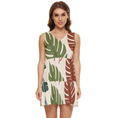 Leaves Autumn Tiered Sleeveless Mini Dress by Salmanaz77