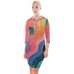Art Abstract Pattern Quarter Sleeve Hood Bodycon Dress by Salmanaz77